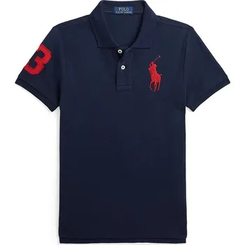 Chlapecké tričko Dětská bavlněná polokošile Polo Ralph Lauren tmavomodrá barva, s potiskem, 323708861113 59X, vel. 140-149