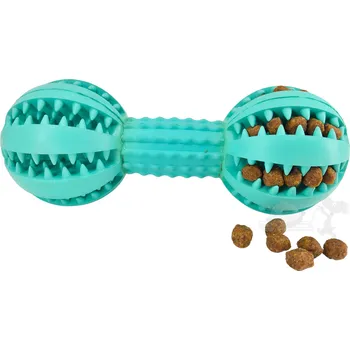 Hračka pro psa UNIQ PETS dentální mátová činka na pamlsky tyrkysová 13,5cm
