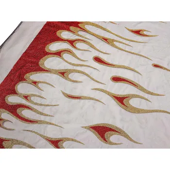 Tyl oděvní s plameny a glitry černá 1 m