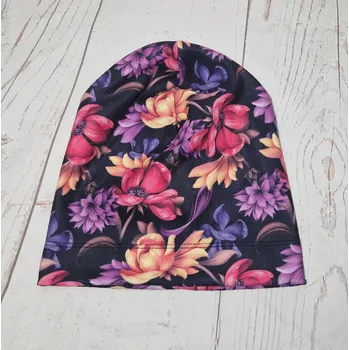 Čepice Yháček Flísová čepice Yháček, jednovrstvá, Květy na tmavém podkladu Velikost:: XS