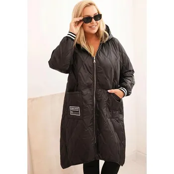 Dlouhá prošívaná bunda s kapucí model 5393-1 černá