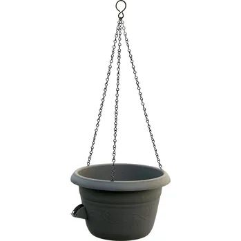 Květináč ZÁVĚSNÝ KVĚTINÁČ ANTRACIT S KOVOVÝM Z - SIESTA 30 cm