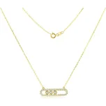 GEMMAX Original – garance kvality Trendy zlatý řetízkový náhrdelník MS se zirkony délka 45 cm – žluté zlato 585/1000 GLNYB-45-03504 – v dárkovém balení s Certifikátem ryzosti