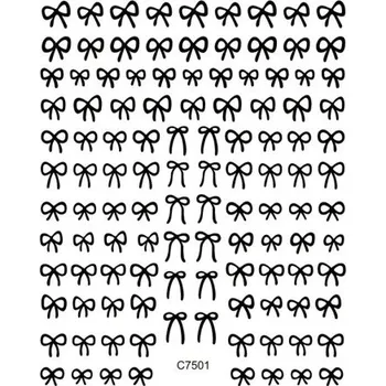 Umělé nehty 2 ks samolepky na nehty 3D mini mašle krajková stuha samolepicí nail art dekorace manikúra příslušenství Y2K styl jednoduchá aplikace černá