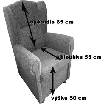 Křeslo Křeslo ušák na míru pro osoby výšky okolo 190 cm. zpevněný sedák na 120 kg+