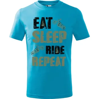 Dětská móda DOBRÝ TRIKO Dětské tričko Basic Eat sleep ride Velikost: 146/10 let, Barva: Tyrkysová