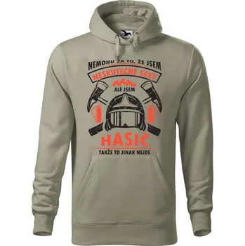 Pánská mikina Pánská mikina s potiskem Sexy hasič Velikost (muž): 2XL, Vyberte barvu: Světlá khaki