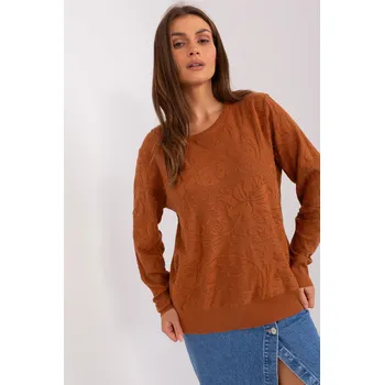 Dámský svetr Vzorovaný jednobarevný svetr model 23100 hnědý