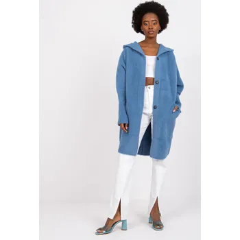 Dámský kabát Alpaka kabát Carolyn s netopýřími rukávy a kapucí barva džínová