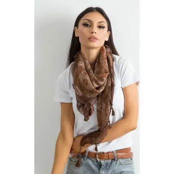 Šátek Dámský šátek s potiskem a střapci BLAINE hnědý