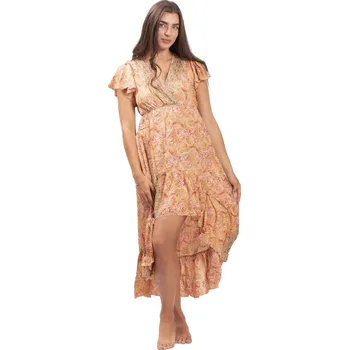 Dámské šaty Dámské šaty dlouhé SNEHA žluto-červené I.