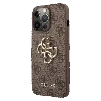 Pouzdro na mobilní telefon Guess PU 4G Metal Logo Zadní Kryt pro iPhone 13 Pro Max Brown