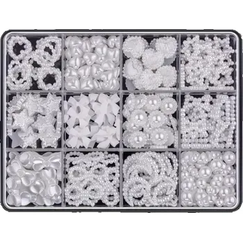 Umělé nehty Sada 500 ks dekorací na nehty 3D pryskyřičné mašle perličky s plochým zadním okrajem hvězdičky srdíčka nail art DIY ozdoby manikúra plast