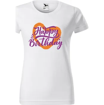 Dámské tričko DOBRÝ TRIKO Dámské tričko s potiskem Happy Birthday Barva: Bílá, Velikost: 3XL