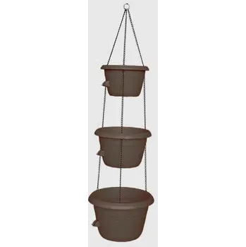 Květináč ZÁVĚSNÝ KVĚTINÁČ ANTRACIT S KOVOVÝM ZÁVĚSEM - SIESTA TRIO 25, 30, 35 cm