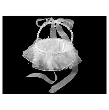 Svatební dekorace Svatební saténový košíček pro družičky, s perlami Varianta: bílá, Balení: 1 ks 57919/147654/265847