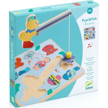 Dřevěná hračka Puzz & Fish – dřevěná vkládačka a rybářská hra v jednom - Bariolo