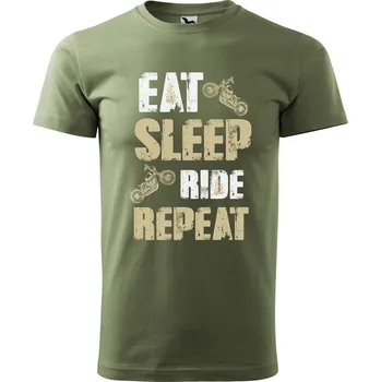 Pánské tričko DOBRÝ TRIKO Pánské tričko s potiskem Eat sleep ride Velikost: 2XL, Barva: Khaki