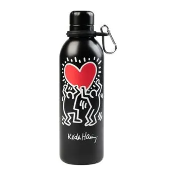 Nerezová termo outdoor láhev na pití Keith Haring: Srdce (objem 550 ml)