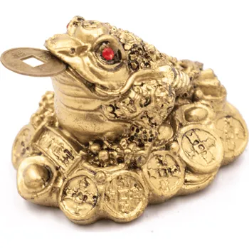 Milujeme Kameny Třínohá žába - soška Feng shui - zlatá barva 535253