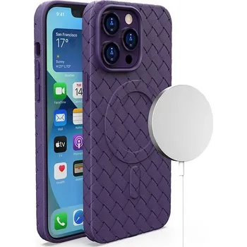 Pouzdro na mobilní telefon Hurtel Woven kryt MagSafe pro iPhone 15 Pro Max - fialový