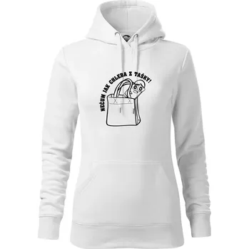 Dámská mikina Nečum jak chleba z tašky! - Mikina dámská Cape s kapucí - L ( Bílá )