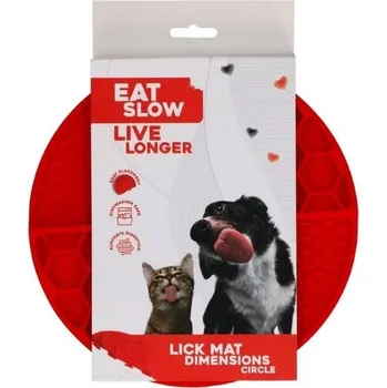 Miska pro psa Lízací podložka EAT SLOW LIVE LONGER Circle červená 21cm