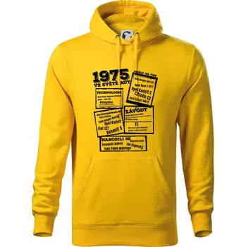 Pánská mikina V kostce pro fanouška automobilismu 1975 - Mikina pánská Cape s kapucí - 5XL ( Žlutá )