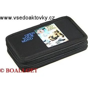 Penál PENÁL Open your Mind, 2.zipový, textil, černá + modrý hřbet 367401