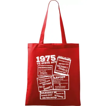 Nákupní taška V kostce pro fanouška automobilismu 1975 - Taška bavlněná - 42 x 38 cm ( Červená )