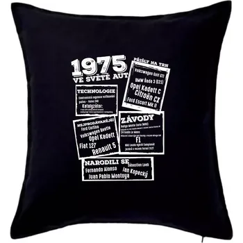 Polštář V kostce pro fanouška automobilismu 1975 - Polštář 50x50 - 50x50 - Pouze potah ( Černá )