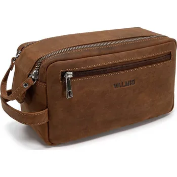 Kosmetická taška Hnědá kožená kosmetická taška Valmio Trip-1053