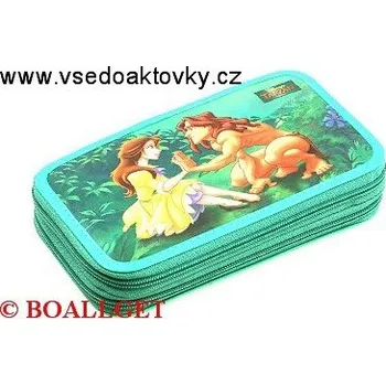 Penál PENÁL TARZAN+BONUS, 2.zipový, omyvatelný - náplň zdarma (sada pastelek,sada fixů, 3 tužky, tornádo,propiska, plnicí pero, pryž , ořezávátko ) T-10/3 DP 366706