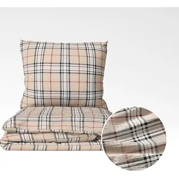 Povlečení Krepové povlečení - béžové káro