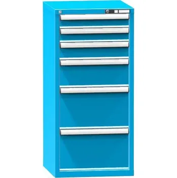 Zásuvková dílenská skříňka, 6 x zásuvka, v x š x h: 1215 x 578 x 630 mm, barva modrá RAL5012