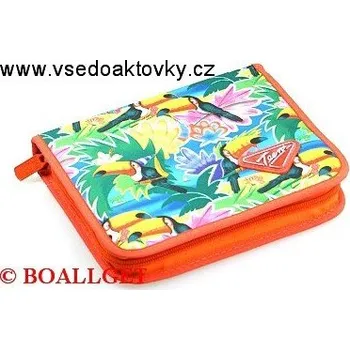 Penál PENÁL Prales,1.zipový, textil s klopou + BONUS - náplň zdarma (sada pastelek,sada fixů, 2 tužky, pravítko, úhloměr, pryž, ořezávátko ) 361204