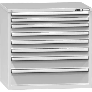 Zásuvková dílenská skříňka, 8 x zásuvka, v x š x h: 990 x 1037 x 780 mm, barva šedá RAL7035