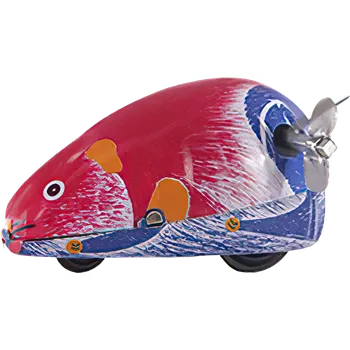 Robot Kovová myš na klíček - Červená s modrým spodkem (bez dlouhého ocasu)