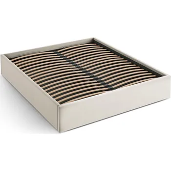 Postel Béžová čalouněná dvoulůžková postel s úložným prostorem/bez čela s roštem 140x200 cm Susan – Micadoni ID_1815018