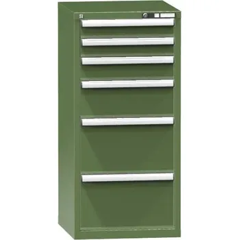 Zásuvková dílenská skříňka, 6 x zásuvka, v x š x h: 1215 x 578 x 630 mm, barva zelená RAL6011