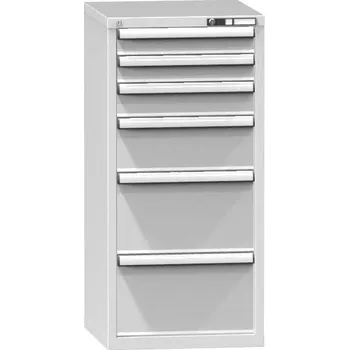 Zásuvková dílenská skříňka, 6 x zásuvka, v x š x h: 1215 x 578 x 630 mm, barva šedá RAL7035