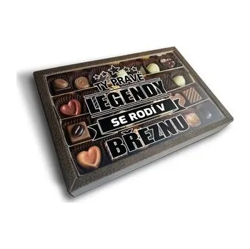 Bonboniéra Pralinky Ty pravé legendy se rodí v březnu: 28 ks pralinek