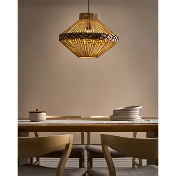 Závěsná lampa přírodní papírové lano stropní svítidlo pletený design moderní boho styl kuchyně jídelna Beliani