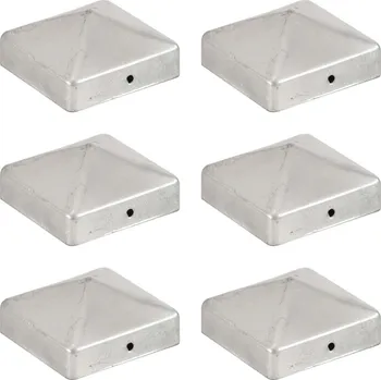 Příslušenství pro plot OMAXI Krytky na plotové sloupky stříška 6 ks pozinkovaný kov 71x71 mm 834115