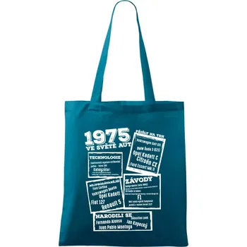 V kostce pro fanouška automobilismu 1975 - Taška bavlněná - 42 x 38 cm ( Petrolejová )