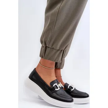 Dámské mokasíny Dámské kožené mokasíny na platformě s ozdobou – Step in style, 36 i240_197813_2:36