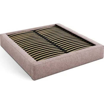 Postel Světle růžová čalouněná dvoulůžková postel s úložným prostorem s roštem 140x200 cm Simon – Micadoni ID_1763956