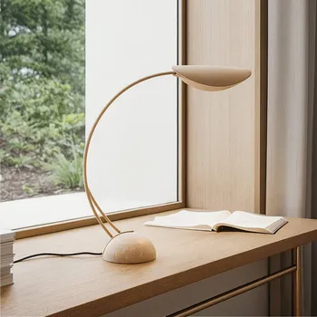 Lampička Lucande stolní lampa Rivera, béžová, kov, kámen, 51 cm, G9 - Podstavec – průměr 15 cm, výška 7,5 cm; stínidlo na lampu – délka 20,5 cm, šířka 11,5 cm, výška 5 cm; délka kabelu 150 cm béžová, přírodní mramor 1 x 8 W LED - Doprava zdarma