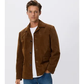 Dámský kabát Reserved - Semišová bunda - zlatavá hnědá - 7124H-82X - 7124H-82X-L