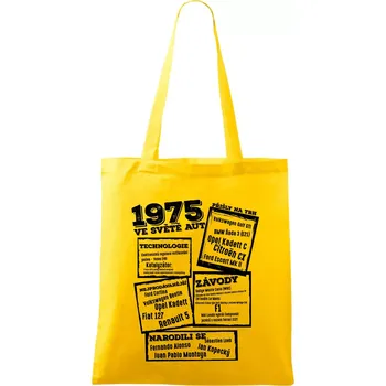 V kostce pro fanouška automobilismu 1975 - Taška bavlněná - 42 x 38 cm ( Žlutá )